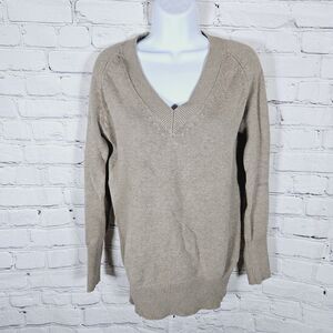 Zara Women's V-Neck Neutral Beige Sweater Size S Pullover